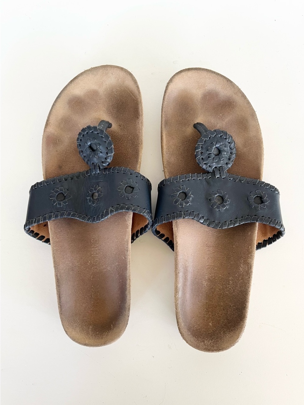 Jack Rogers Comfort Leather Thong Slip On 1" Sandal Midnight Dark Navy Blue, 9M